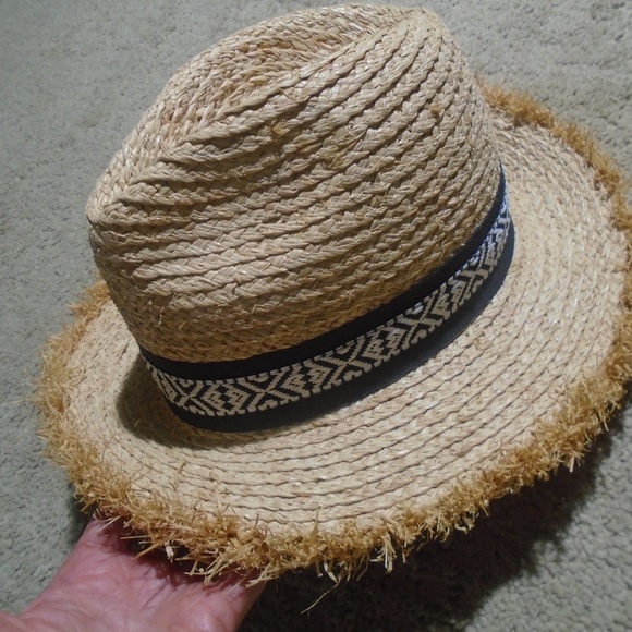 TARGET Fringe Trim Raffia Ribbon Banded Sun Hat - Picture 2 of 11